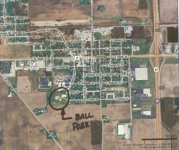 Map of Ashley, Indiana
