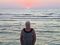 Janeanne and the setting sun at Pass-a-Grille.